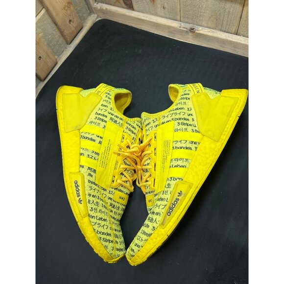 Adidas NMD_R1 V2 All Over Print Yellow Sneakers Size 12 Mens Athletic Shoes - Picture 3 of 12
